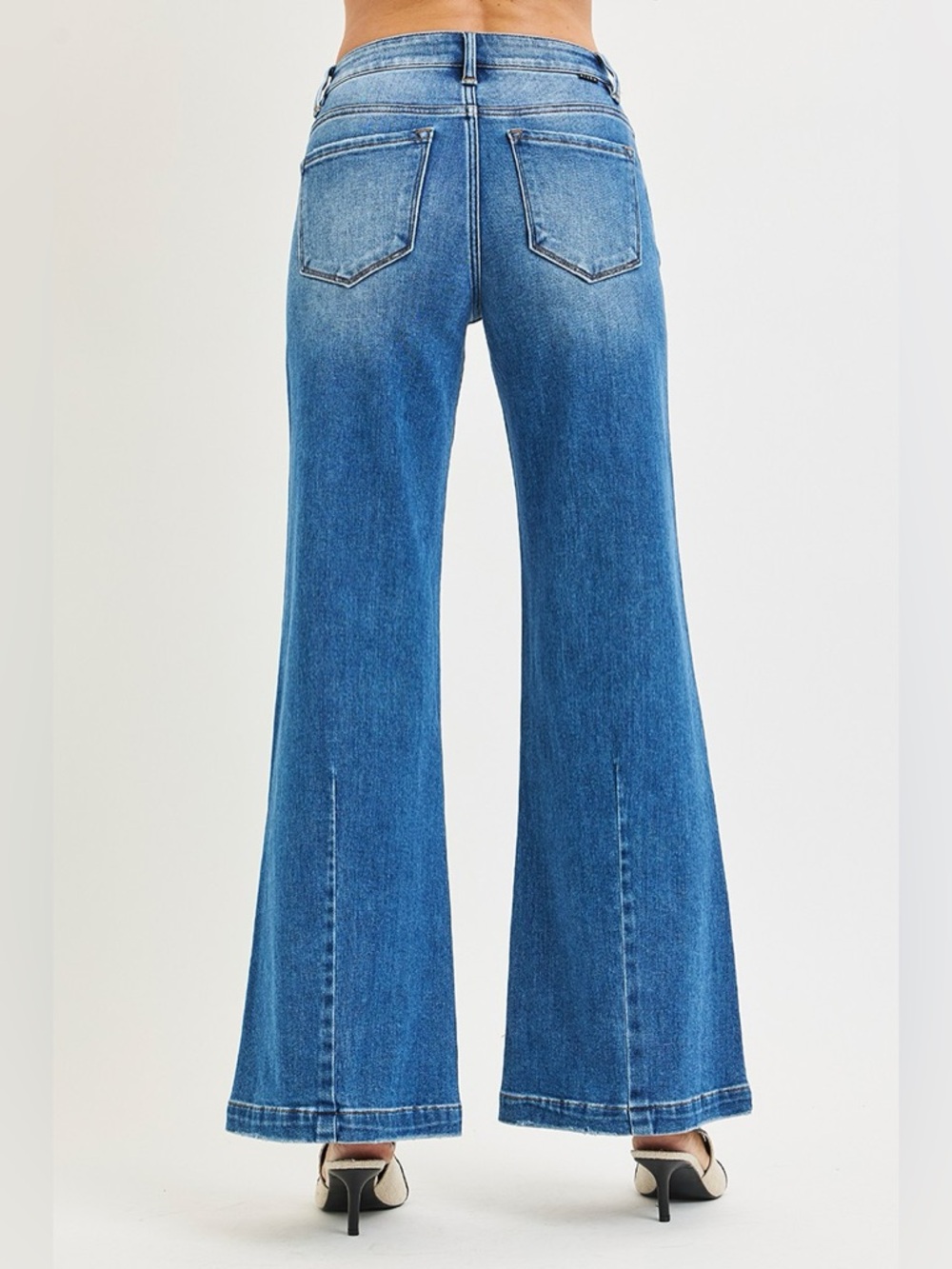 RISEN Full Size Mid Rise Wide Leg Jeans with Flared Look Plus Size - Picture 5 of 7